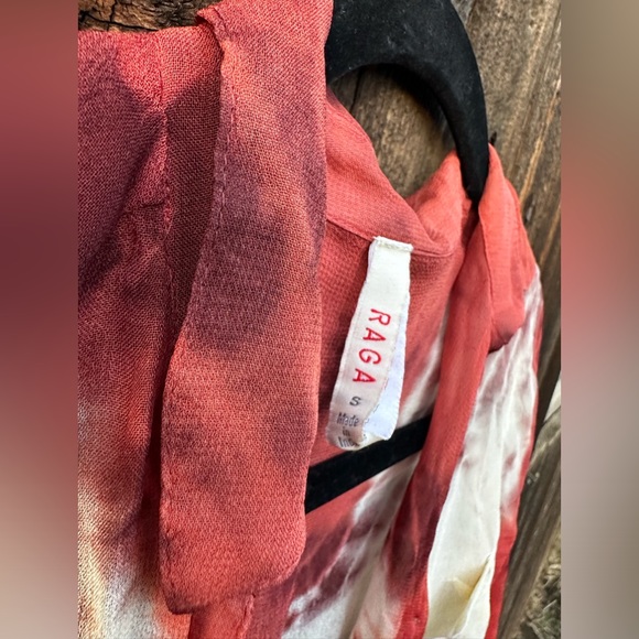 NWOT Raga Anthropologie Red Tie Dye Sheer Long Sleeve Button Up Shirt - Picture 9 of 9